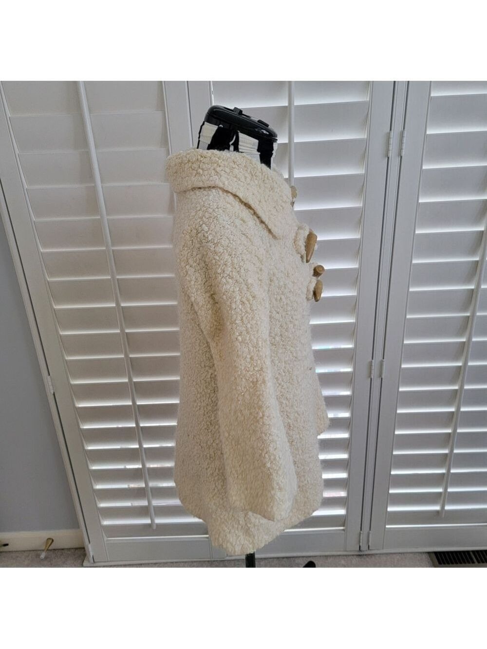 Sleeping on Snow Cream Mohair Blend Toggle Coat – Textured Wool Jacket - Picture 9 of 11